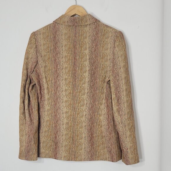 Philippe Adec Brown Orange Cotton Blend Button Front Lightweight Blazer Size 10 - Picture 6 of 15